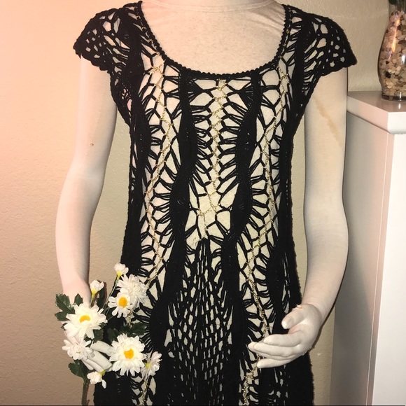 Boho Crochet Waterfall Sweater Blouse Top - Picture 4 of 7